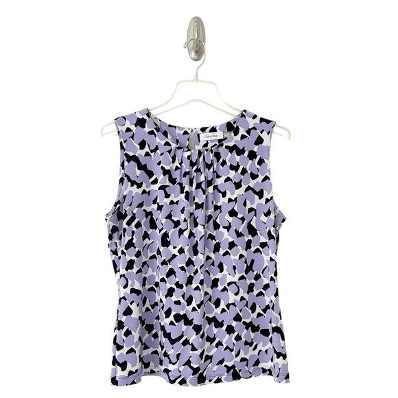 Calvin Klein Women’s Multicolor Sleeveless Geometric Patterned Blouse Top Size L - Picture 1 of 10